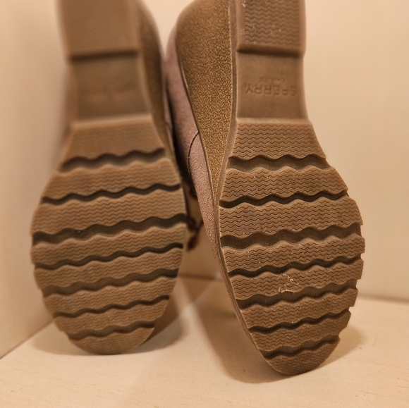 Sperry Top Sider Stella Prow Taupe Beige Leather Suede Wedge Bootie Sz 9M - Picture 3 of 8